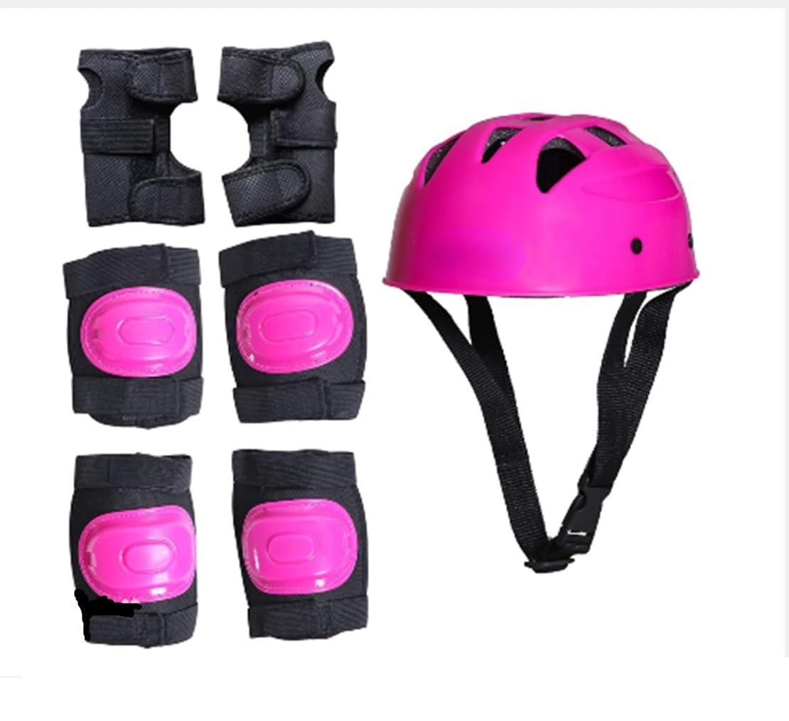 VenomSkating Guard, Protective Skating Guard Kit | Skate, Cycling Protection Set | Multi Sport Gear for Children Age 4-7 Years (Size : S) (Color : Pink) (Helmet Type : PVC)