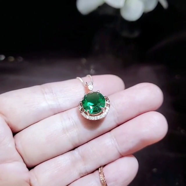 Gem Stone King 4.00 Ct Oval Simulated Emerald Pendant - 925 Sterling Silver With Chain - View #13