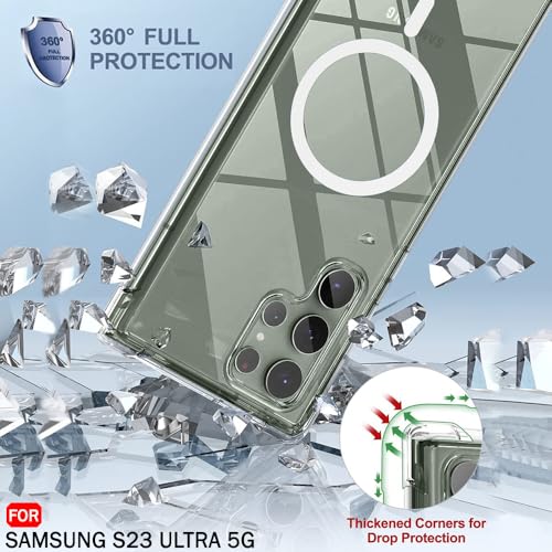 Image of TheGiftKart Shockproof Ultra-Hybrid Back Cover Case for Samsung Galaxy S23 Ultra 5G Compatible with MagSafe | 360 Protection |Crystal Clear Hard Back Cover for Samsung S23 Ultra (Transparent Bumper)