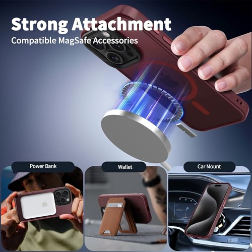 Image of CACOE Magnetic Case for iPhone 15 Pro Max 6.7 inch, Dark Red