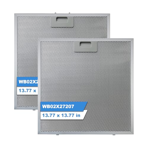 WB02X27207 Range Hood Grease Filters Compatible with GE Range Vent Hood JVX5300BJ1TS JVX5300DJ1BB JVX5300DJ1WW Replace For 4463981 PS11771771 EAP11771771-2 Pack 13.77 x 13.77 x 0.39 Inches