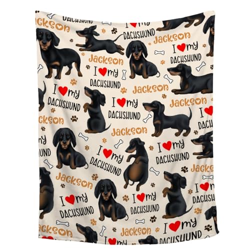 Lynnezilla Personalized Dog Blanket - Custom Name Blanket for Pets - Dachshunds Gift Decor for Couch - Dachshunds Gift, 30