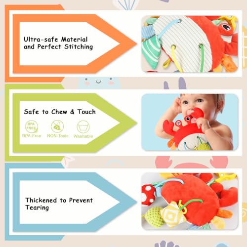 Image of SNOWIE Soft Hanging Toy New Born Baby Toys 0-3 Months Cartoon Plush Crab