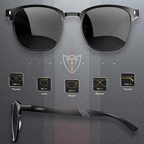 ATTCL Homme Lunettes De Soleil Polarisé Semi-cerclées Al-Mg métal Cadre Super Léger 8-188 Black UV400 CAT 3 CE - Image 4