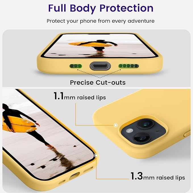 Image of MIDOS Back Cover Compatible with iPhone 15 Case Liquid Silicone Full Protection Shock Proof Back Cover for iPhone 15 (Yellow)