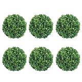 AILANDA 6 PCS 7 inch 8 Layers Artificial Plant Topiary Ball Outdoor UV Resistant Faux Boxwood Decora