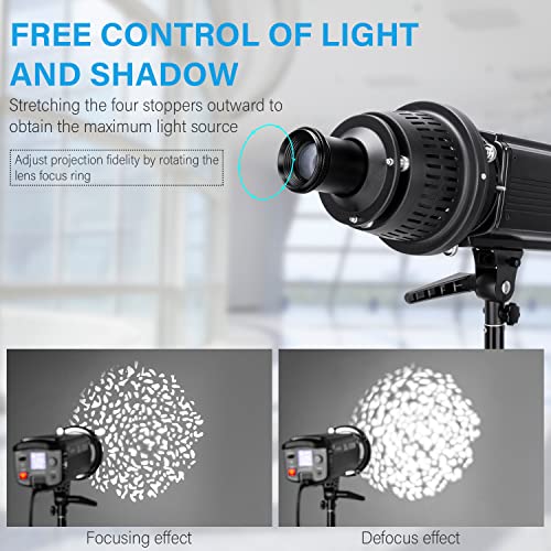 FOMITO Optical Snoot Kit Conical Spot Art Special Effects Shaped Beam Light Projection with Lens, 16pcs GOBO Set, Bowens Mount for Monolight Photography LED Light, Studio Flash