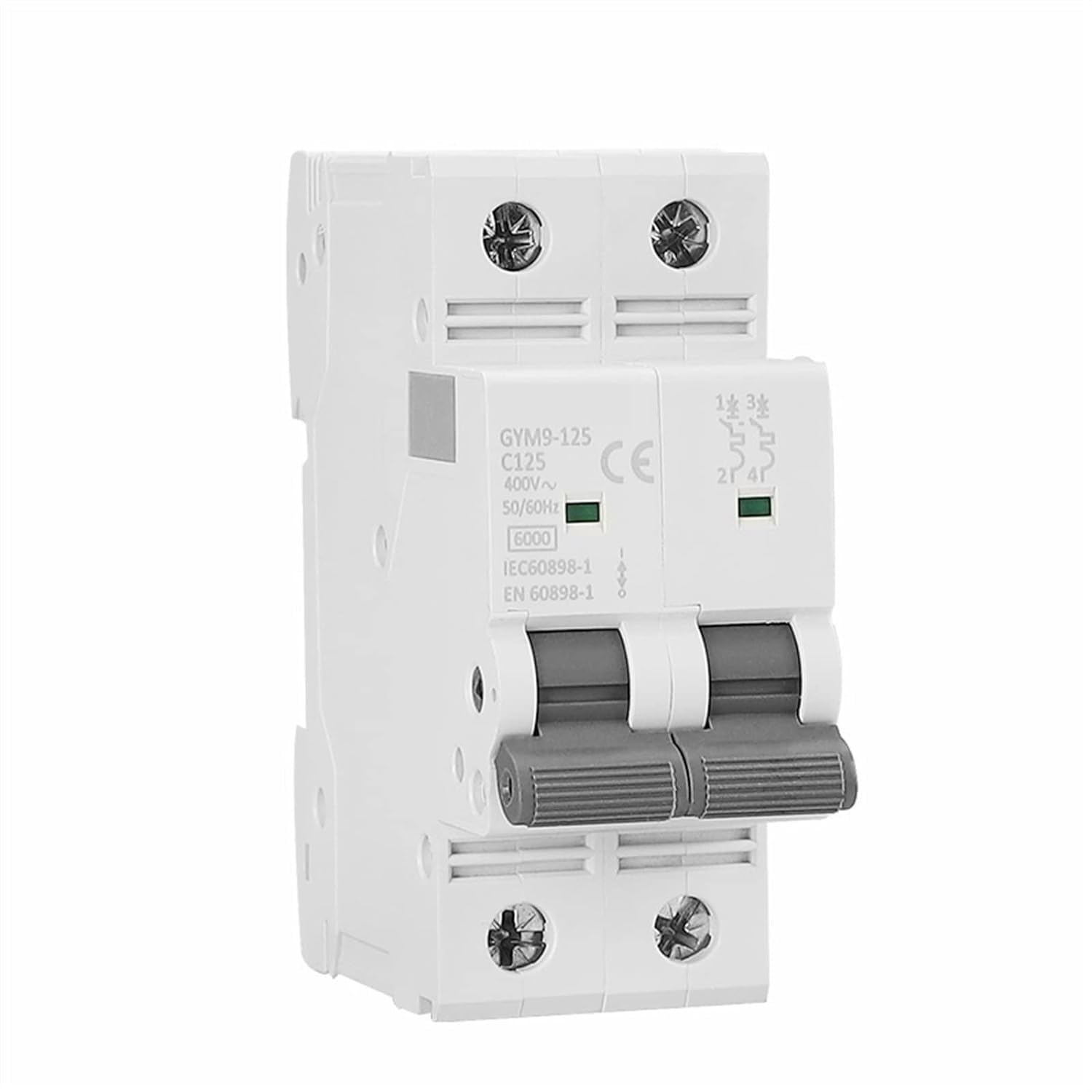 GVBAEPIEO Circuit Breaker GYM9 Double Phase Mini DP MCB 80A 100A 125A 2P Width 35.6mm 400V 6KA 1Pcs(25v)