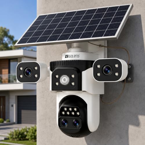 Image of Golens WC22K (NEW Launch) Solar 4G LTE Security Camera Outdoor, 4-Lens PTZ, 10X Zoom, 360 Auto Tracking, PIR Motion Detection, 8000mAh Battery, Color Night Vision, Two-Way Audio, Waterproof