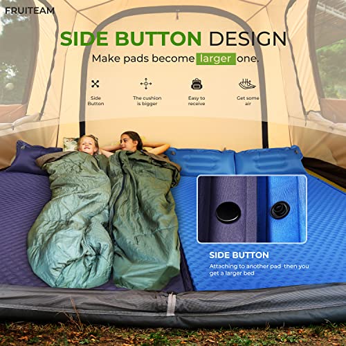 Image of FRUITEAM Double Sleeping Pad for Camping, Self Inflating Camping Pad, Camping Air Mattress, 2 Person Camping Mat with Pillow, Inflatable Foam Camping Pad for Backpacking, Hiking, Navy