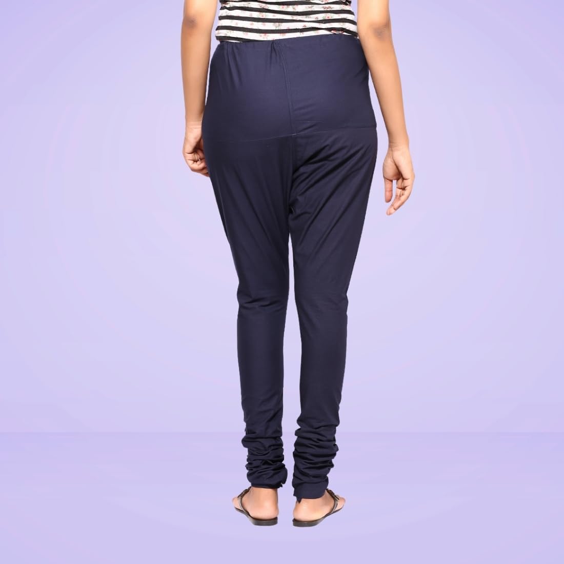 Happy Bunny Women’s Cotton Gathering Churidar Pants - Ethnic Gathereing Ankle, Drawstring Waist Bottoms for Kurtas, Office, Party, Casual Clothing (LG, Midnight Blue) - Image 6 thumbnail