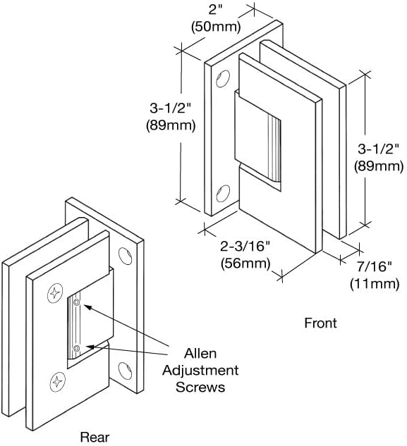 C.R. LAURENCE GEN337SB CRL Satin Brass Geneva 337 Series Adjustable Wall Mount Full Back Plate Hinge