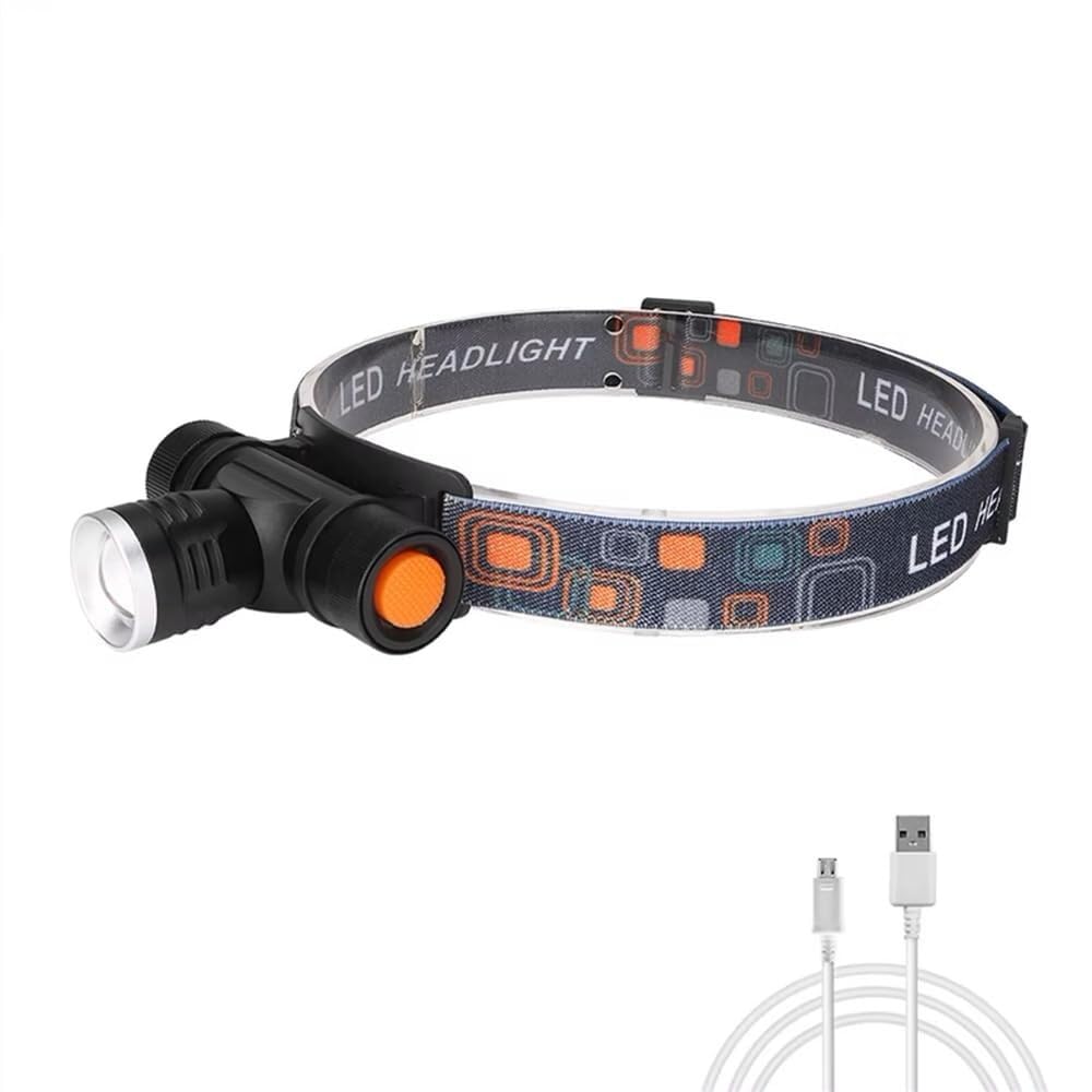 Lampe Frontale LED zoomable, Phare de pêche, 3 Modes, étanche, Super Lumineuse, éclairage de Camping alimenté
