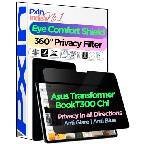 Image of PxIn Tablet Privacy Screen Guard compatible with Asus Transformer BookT300 Chi | No.1 | Anti Glare | Anti Blue Light | Anti UV | 4 Way Privacy Filter | 360 Privacy | Eye Protect