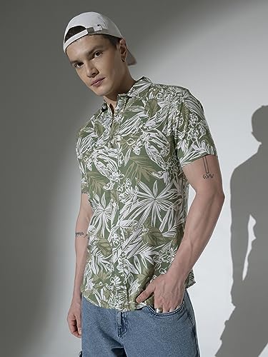 Image of Hubberholme Men's Rayon Relaxed Fit Printed Half Sleeve Resort Shirt