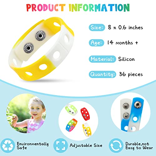 Image of MTLEE 36 Pieces Silicone Charm Bracelet Wristbands Adjustable Cute Kids Bracelets for Boys and Girls Swimming Identify Shoe Charms Birthday Presents, 12 Colors (Stylish Color, 8 Inch)