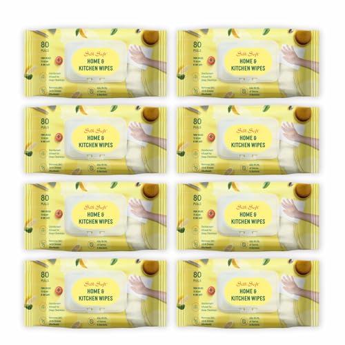 Image of Kitchen Cleaning Wipes | 640 Wipes (80 Pulls X 8 Packs) | Multipurpose Surface Cleaning Wipes for Kitchen | Removes Grease & Dirt | Ideal for Countertops, Stove, Appliances & Dining Tables