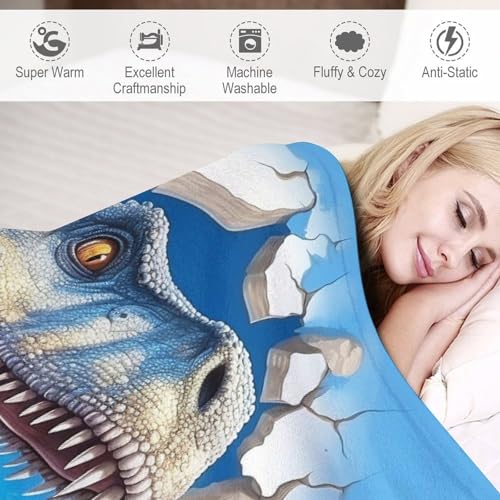 Couverture polaire dinosaure en flanelle douce haute densité