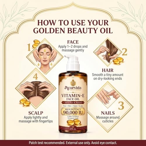 Image of Vitamin E Face Oil for Deep Moisture & Anti Oxident Support for Skin | Lightweight Facial Oil, Alpha-D-Tocopherol 90,000 IU - 60ml