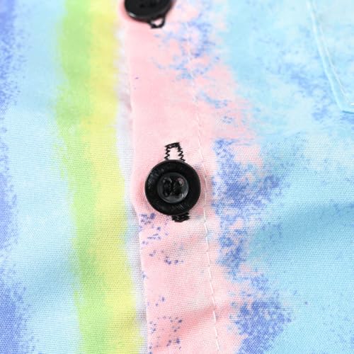 Boys Girls Hawaii Shirt Short Sleeve Button Down Shirt Dress Tops Graphic Shirts Cool Summer (Light Blue, 6-7 Years)3