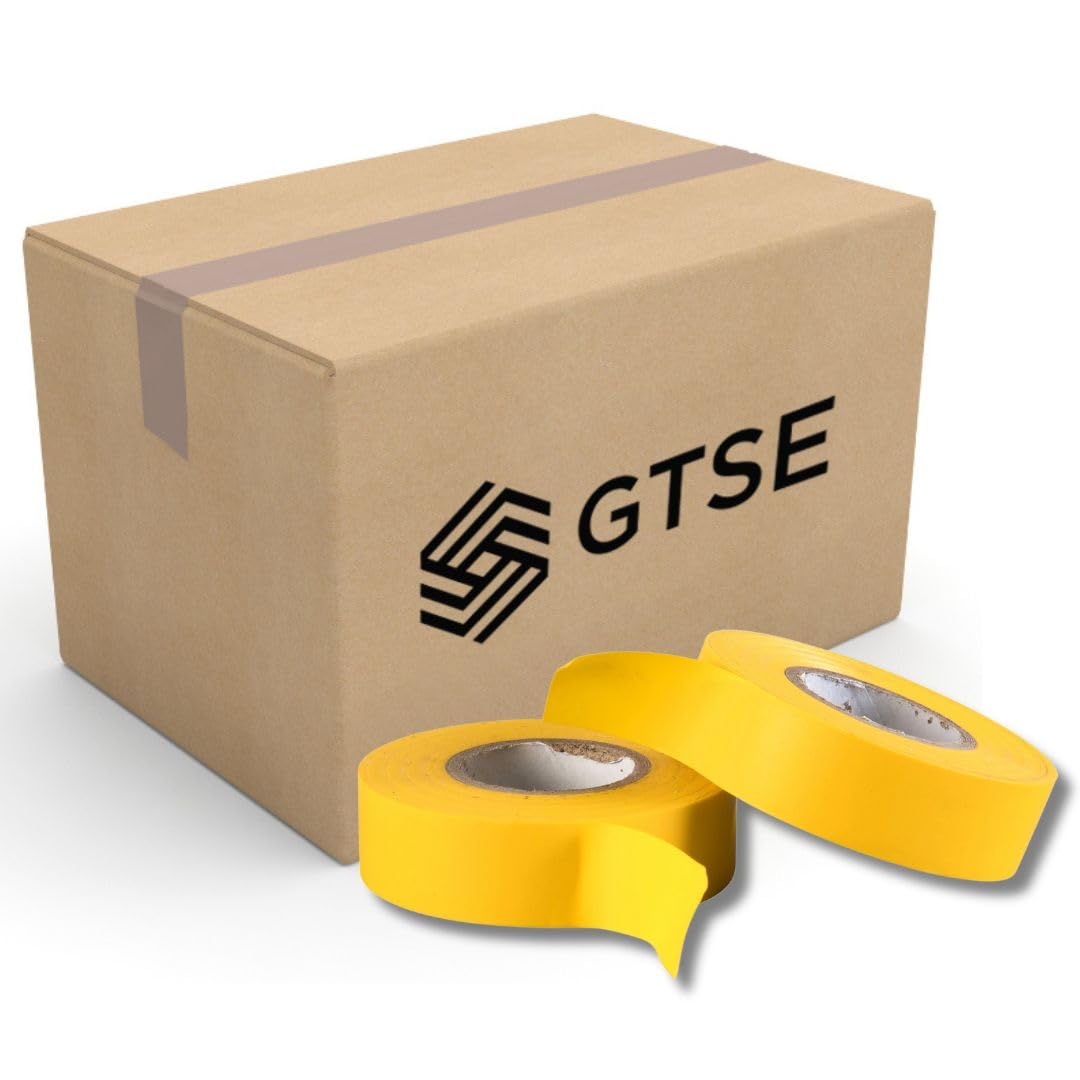 GTSE Yellow Electrical Tape, 19mm x 20m, Bulk Box of 100 Rolls, Strong Self-Adhesive PVC Insulation Tape for Insulating, Repairing and Protecting Electrical Wires
