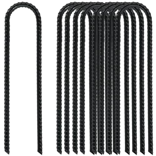 Kezidhp 8pcs Sardines de Fixation en Acier Galvanisé 30cm - Piquets de Tente Sol en U Robustes avec Crochets pour Camping, Trampoline, Balançoire, Tonnelle,...