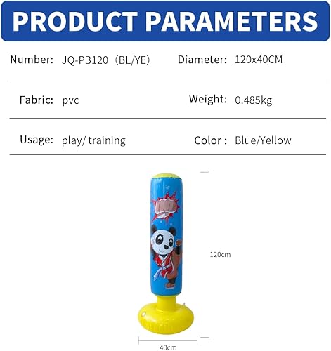 Miniatura 6 de Baiao Punching Bag for Kids, Inflatable Boxing Bag, Kids Punching Bag, for Practicing Karate, Taekwondo, Gifts for Boys & Girls Age 3-12 (47 Height)