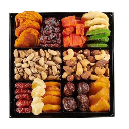 Dried Fruit & Nuts Gift Basket Arrangement Platter, Gourmet Food Snack Box, For Christmas, New Years, Birthday Care Package, Healthy Kosher - Her Him - 12 Snackberry Assortment (3-Pack) - Thumbnail 7