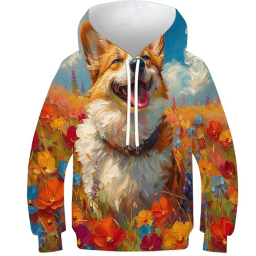Sweat Corgi 3D résistant au froid pour adolescent 13-15 ans