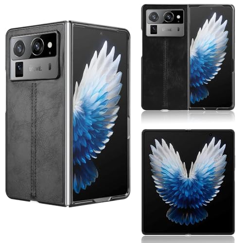 Coque Tecno Phantom V Fold2 noire rétro en cuir PU ultra fin résistant aux chocs