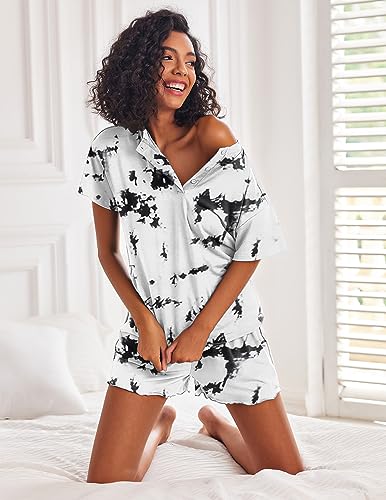 Image of Ekouaer Tie Dye Pajamas Set Womens Loungewear Sleepwear 2 Piece PJ Sets