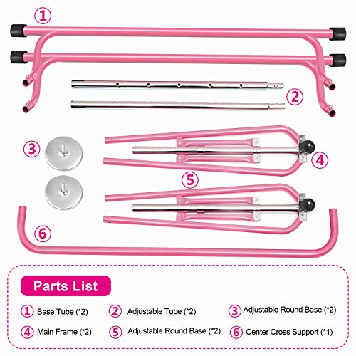 Bangtong&Li Gymnastics Bar For Kids Height Adjustable Horizontal Bar Folding Gymnastics Junior Training Bar For Home Gymnastics Equipment (Pink-Us) #TOP6