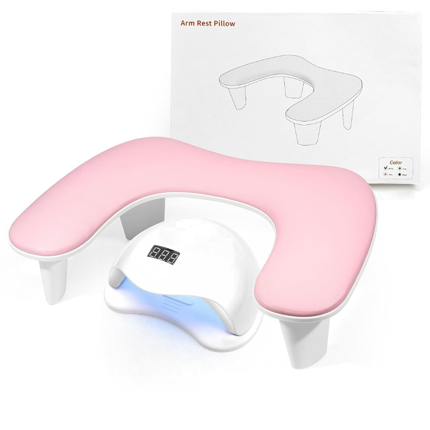 FBLXE Arm Rest for Nails Tech - U-shaped Manicure Nail Hand Rest Pillow Cushion, Big Microfiber Leather Nail Arm Rest Stand for Acrylic Nail Art Tech (Pink)-image-19