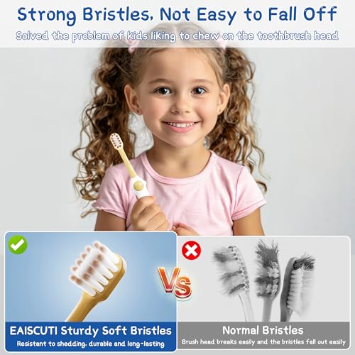 Image of EASICUTI Extra Soft Toddler Toothbrushes 8 Pack, Space Style Kids Toothbrushes for Ages 2-12 Years, Baby Toothbrush 12 Months and up, Childrens Toothbrush Help Remove Plaque and Stains-Blue, White