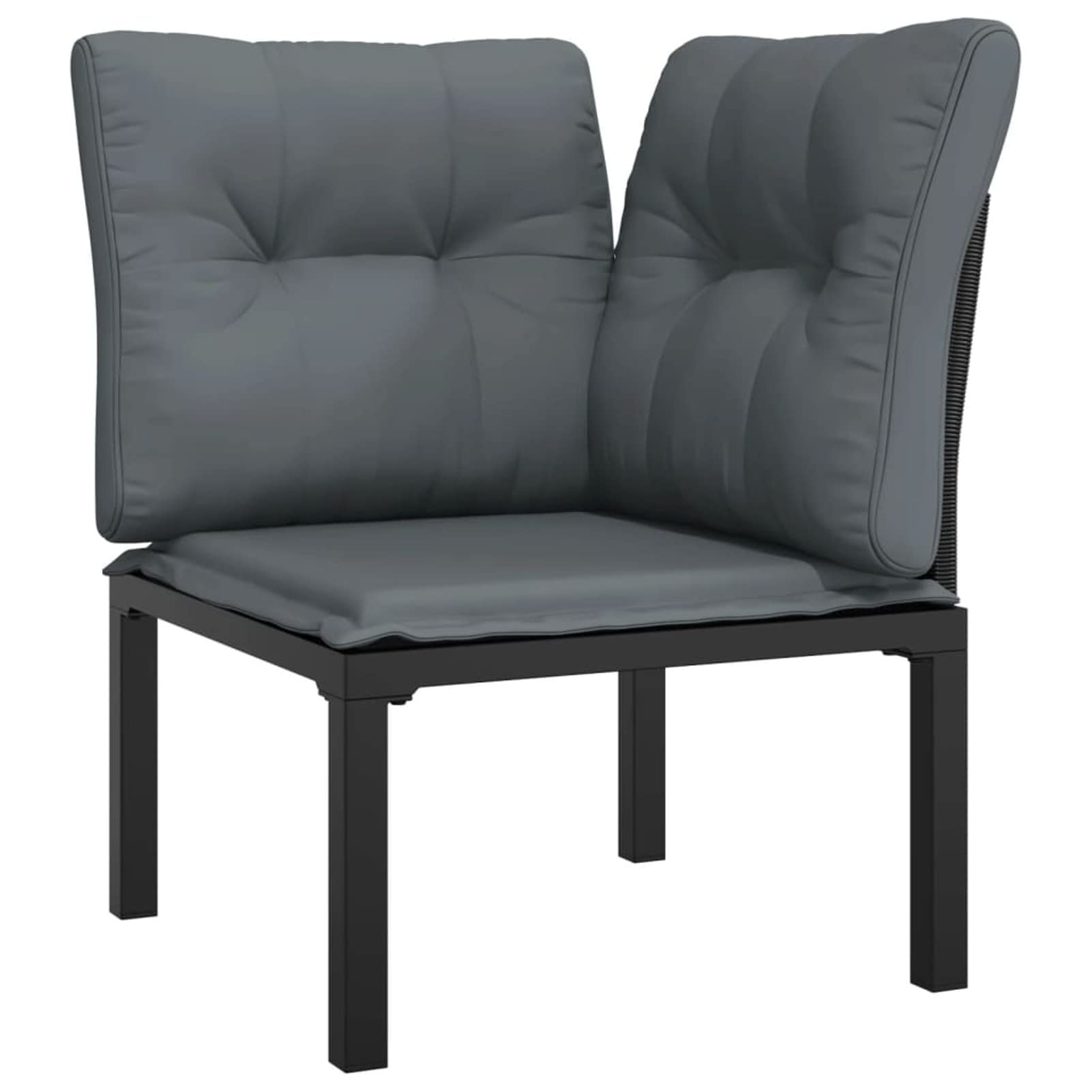Homgoday Set Salotto da Giardino 4 pz Nero e Grigio in Polyrattan, Salotto da Giardino Salottino, Lettini Prendisole, Divano Letto Mobili, Lettini da Giardino per Balcone Esterno