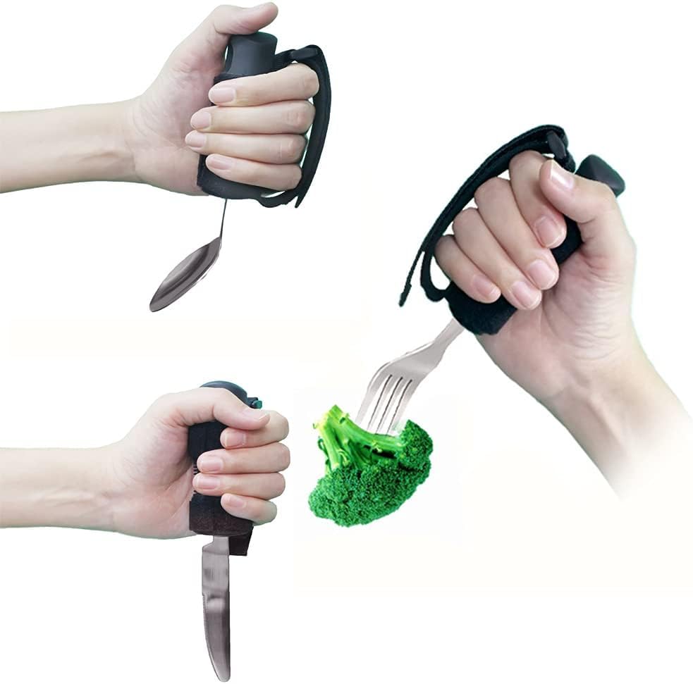 Juegos de cubiertos Ayudas para discapacitados Cubiertos para comer, discapacitados para personas mayores Vajillas antivibración para ayuda para comer, para el accidente cerebrovascular de la artritis