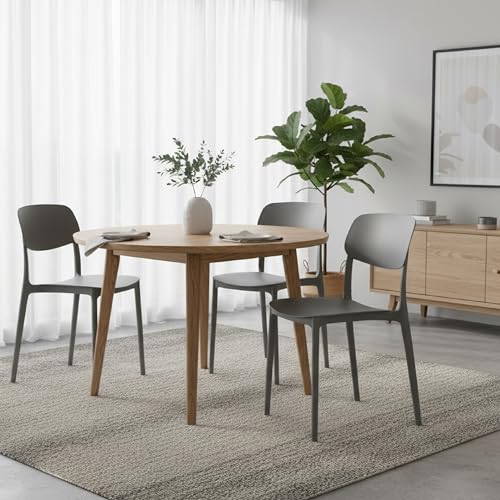 Baroni Home Set 4 Sedie In Plastica Impilabili, Senza Montaggio, Facili Da Pulire, Con Gommini Antiscivolo, Per Cucina, Soggiorno, Sala Da Pranzo, 37X38X77 Cm (Grigia Schienale Piccolo) - 5