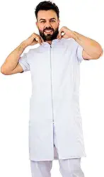 Jaleco Médico Masculino Slim Gola Padre com Zíper Manga Curta