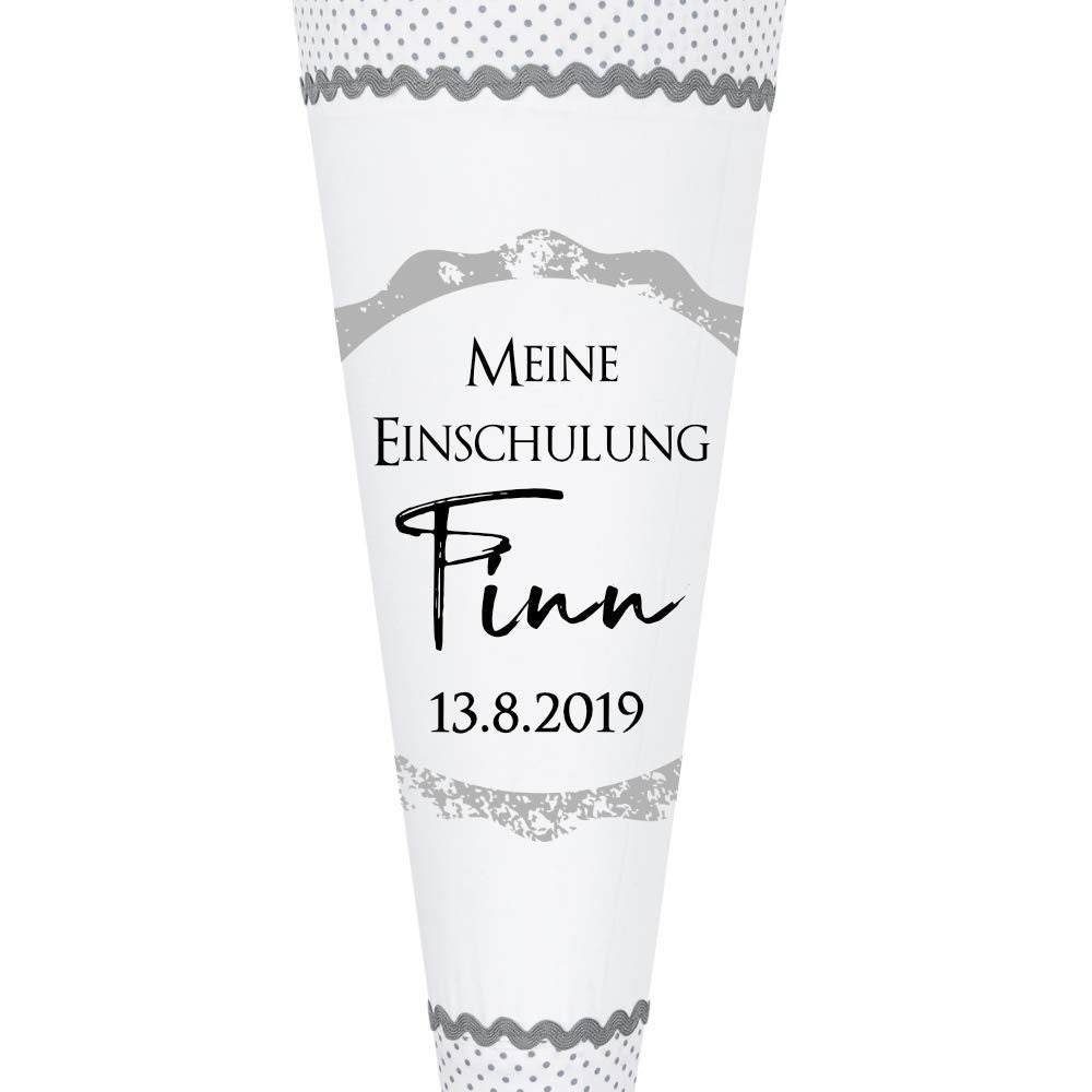 Schultüte mit Namen u. Datum aus Stoff 70cm groß