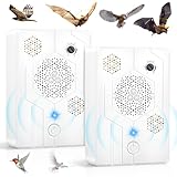 2026 Upgraded Ultrasonic Bird Repellent Devices Outdoor Woodpecker Deterrent for House Pigeon Deterrent Rechargeable Bat Repellent Indoor to Keep Birds Out of Attic Porch Balconies,2Pack