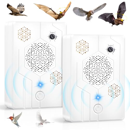 2026 Upgraded Ultrasonic Bird Repellent Devices Outdoor Woodpecker Deterrent for House Pigeon Deterrent Rechargeable Bat Repellent Indoor to Keep Birds Out of Attic Porch Balconies,2Pack