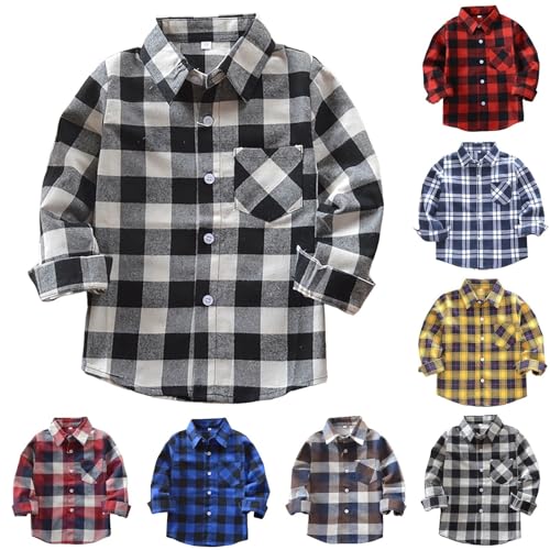Boys Colorful Plaid Flannel Blouse with Pockets Toddler Kids Long Sleeve Button Up Shirt Casual Collared Shirts3