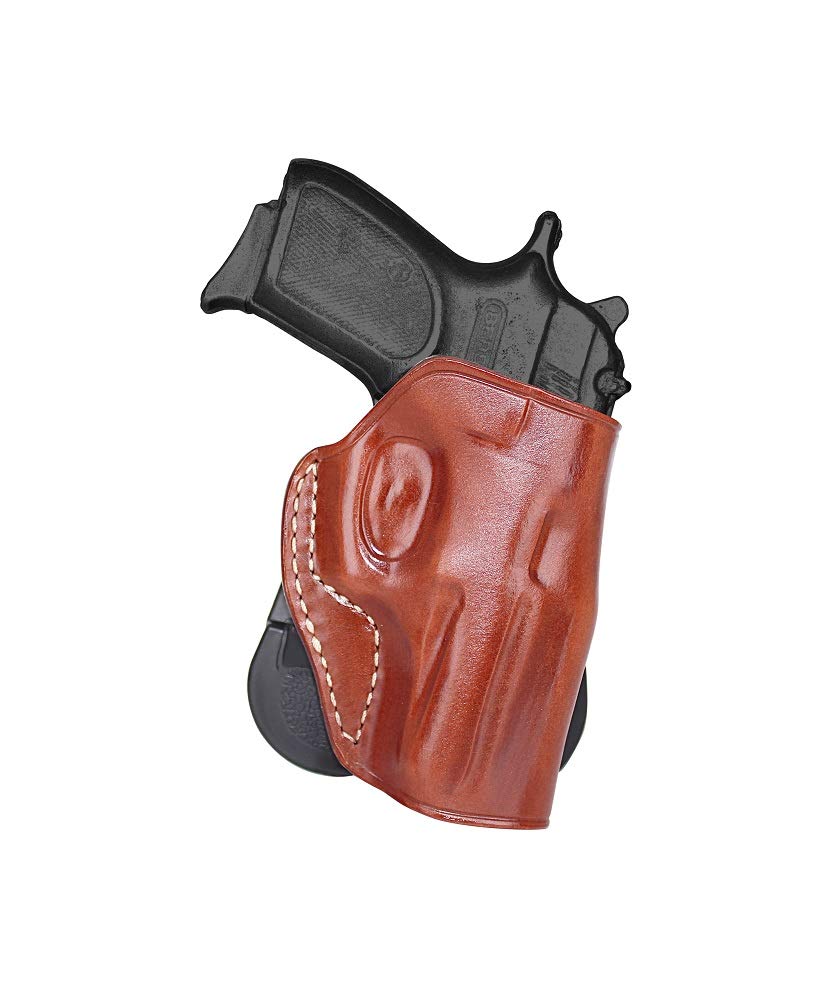 Premium Leather OWB Paddle Holster Open Top, Fits Bersa Thunder 380CC 380 ACP 3.2'' BBL, Right Hand Draw, Brown Color #1372#