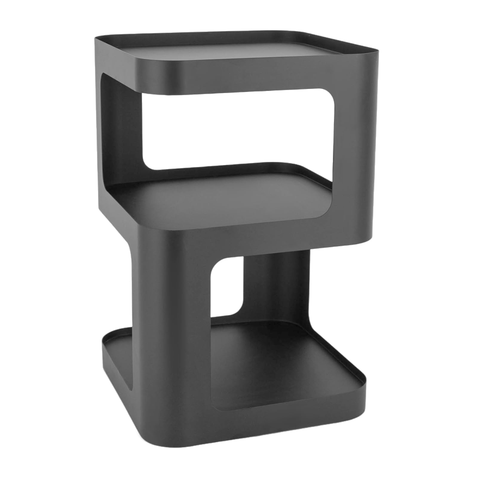 Small Side Table, Modern End Tables, Black Metal Nightstand, Space-Saving Bedside Table with Storage Shelf, 3 Tier Night Stands, Couch Bed Side