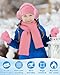 Suhine 12 Pcs Winter Soft Kid Hat Scarf Gloves Earmuffs Set Knit Hat and Gloves Neck Warmer Plush Ear Muffs for Kid Aged 3-10 (Pink,Black,Gray,Fashion)