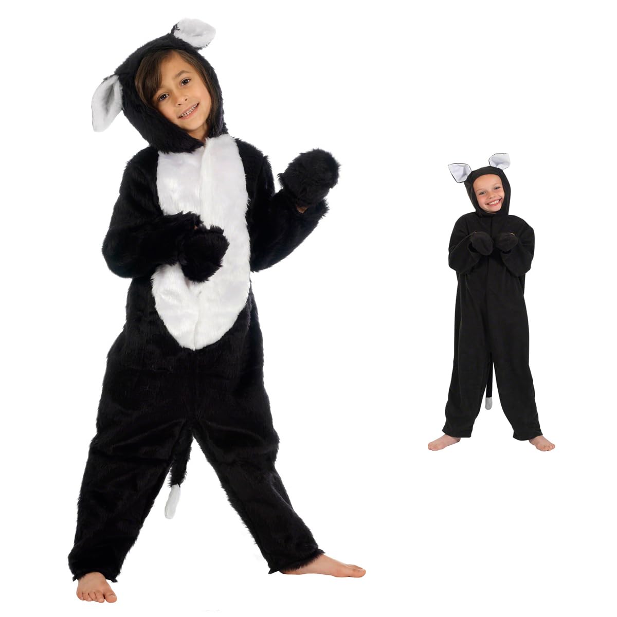 Black and White Cat Costume for Kids 10-12 Yrs