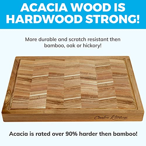 Extra Large Acacia Wood Cutting Board - Large Wooden Cutting Board For Kitchen W/Juice Grooves And Handles - Best Kitchen Cutting Boards For Chopping And Slicing Or As A Charcuterie Plate #TOP2
