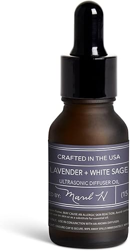MARIL Difusor ultrasónico de mezcla de aceite de 0.5 fl oz, lavanda y salvia blanca