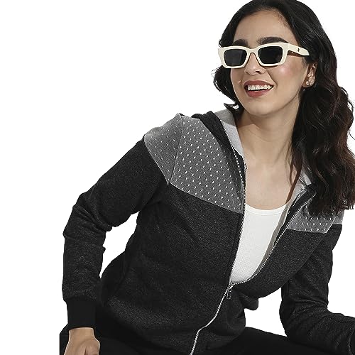 Image of Campus Sutra Women Cotton Regular Fit Hooded Sweatshirt