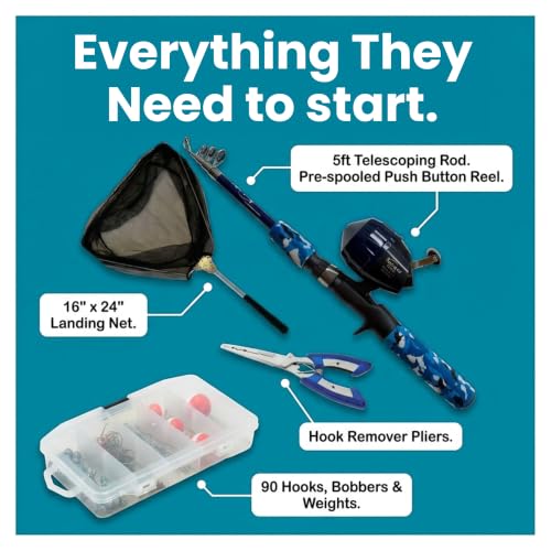 Kids Fishing Pole & Tackle Box Kit - Complete Beginner Set, Ages 4-12 - image 4